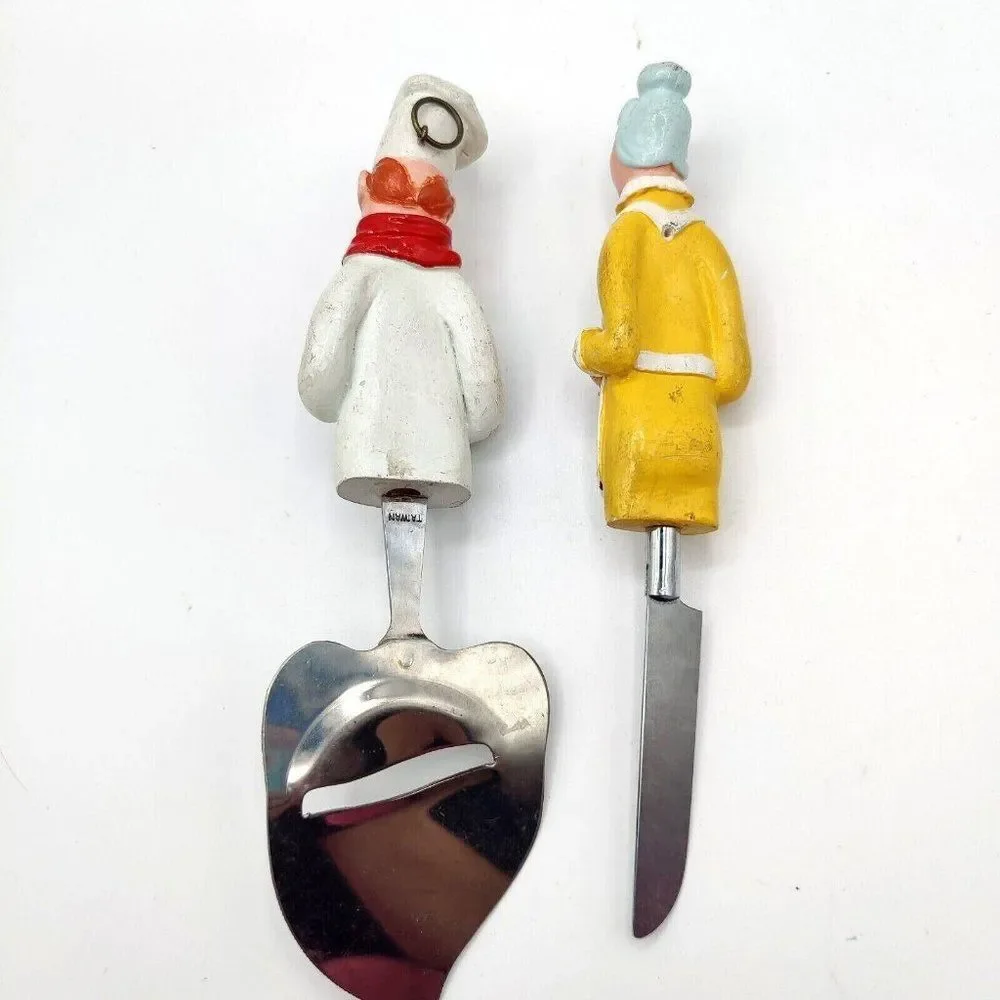 Vintage Cheese Board Utensil Set Chef and Baker Unique Rare Slicer and Knife 50s